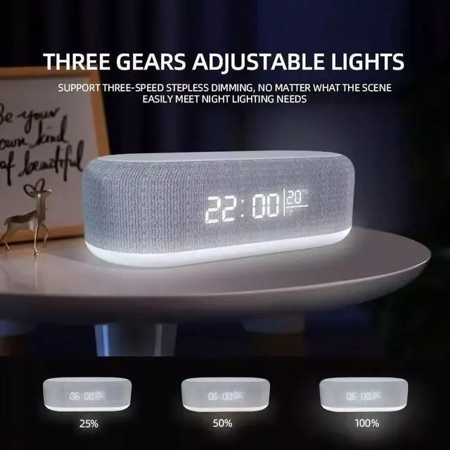 Alt view image 6 of 7 - Maximal Power 4 in 1 Multi-Function Alarm Clock Display Wireless Charging for Smartphones Bedside Light (White)