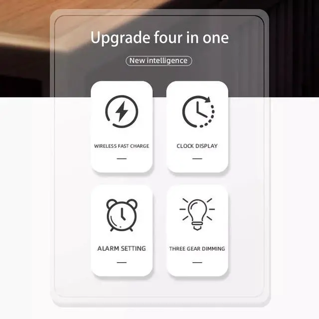 Alt view image 7 of 7 - Maximal Power 4 in 1 Multi-Function Alarm Clock Display Wireless Charging for Smartphones Bedside Light (White)