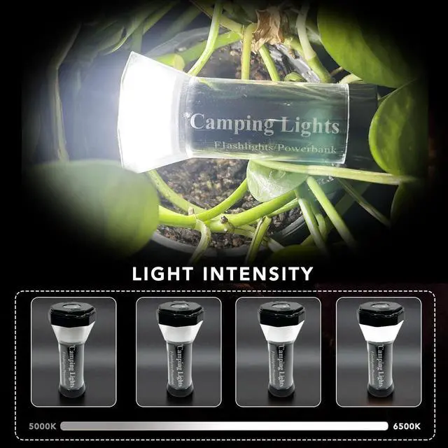Alt view image 6 of 7 - Maximal Power Rechargeable LED Camping Lantern Flashlight Powerbank 5000mAh USB-C Charging Cord for Camping Emergency Outdoors