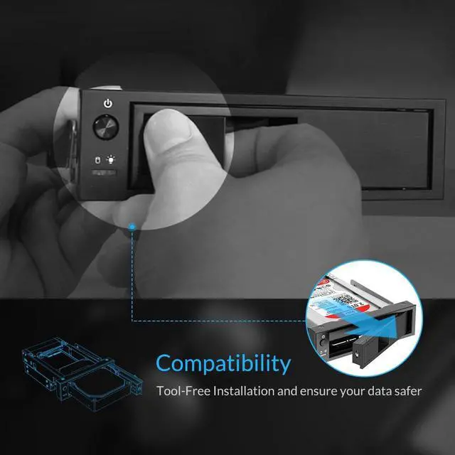 Alt view image 3 of 4 - Soah 1106SS Tool Free 3.5 SATA to 5.25 SATA Stainless Bracket Internal Hard Driver Mounting Bracket Adapter