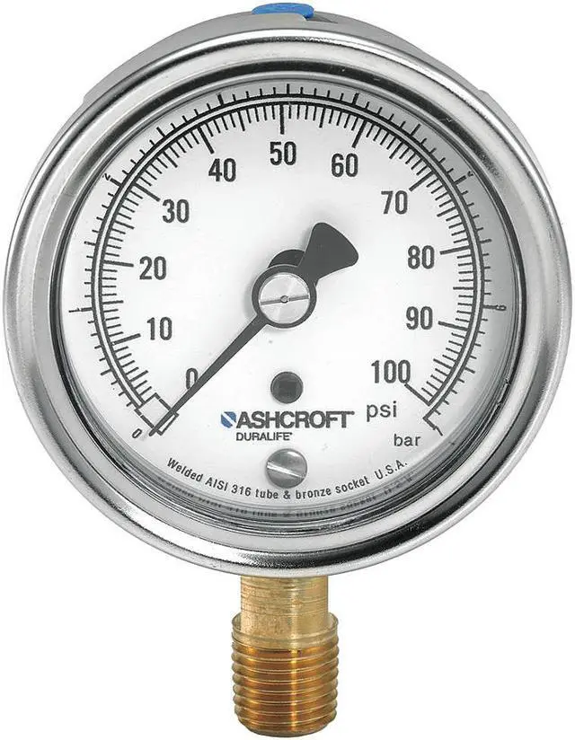 Alt view image 3 of 3 - ASHCROFT 251009AWL02L100# Industrial Pressure Gauge, 0 to 100 psi, 2 1/2 in