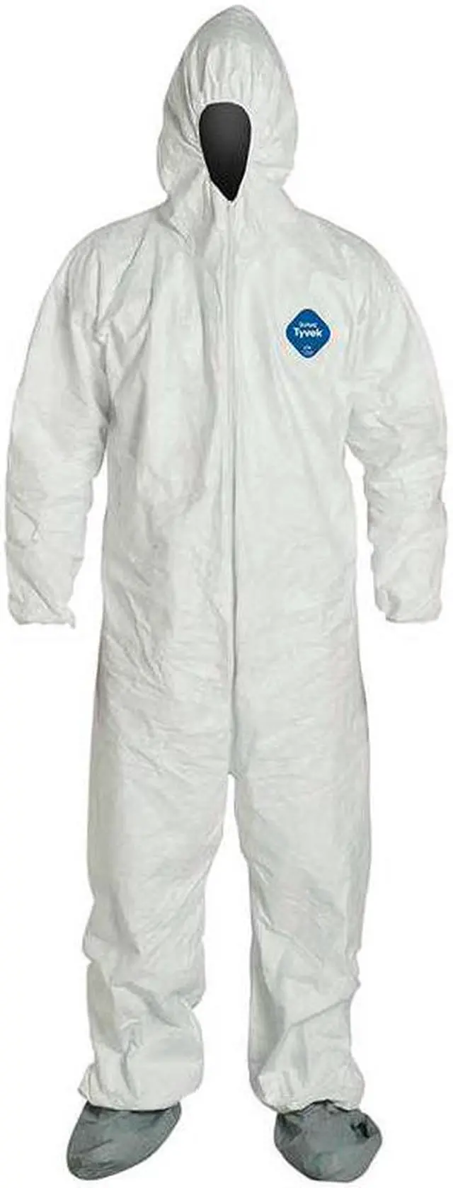 Alt view image 2 of 2 - DUPONT TY122SWH2X002500 Tyvek 400 Hooded Disposable Coverall, Attached