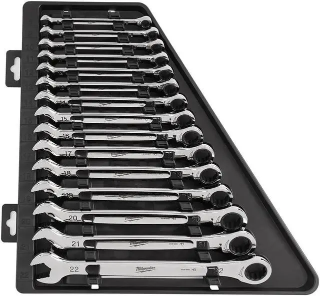 Main image of Milwaukee Electric Tool - 48-22-9516 - Milwaukee 48-22-9516 Durable Metric Ratcheting Combination Wrench Set - 15pc