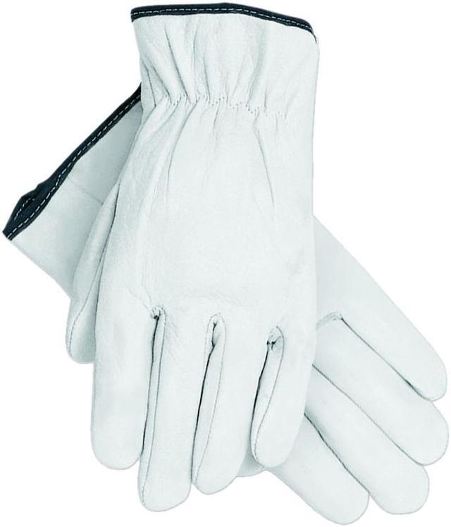 Grain Goatskin Driver Gloves, White, Medium, 12 Pairs