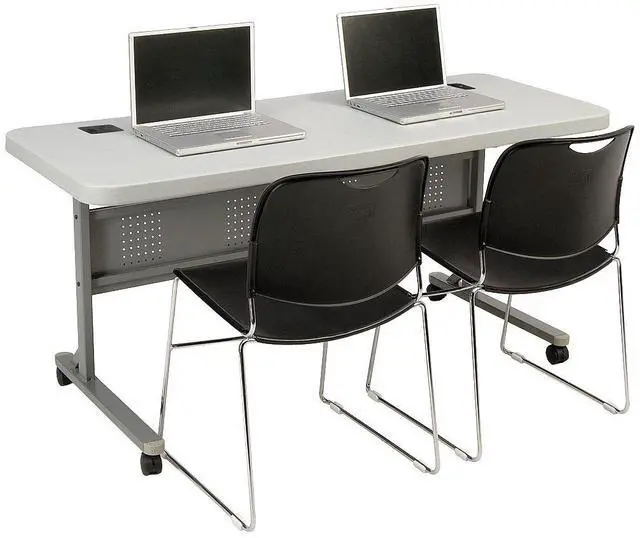 Main image of NPS BPFT2460 Flip-N-Store Training Table - Rectangular - 24 x 60 x 29.5, Speckled Gray