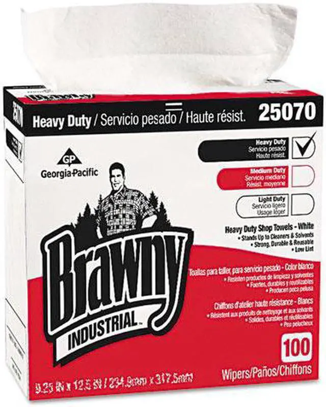 Alt view image 3 of 20 - Brawny Heavy-Duty Shop Towels Cloth 9 1/10 x 16 1/2 100/Box 25070
