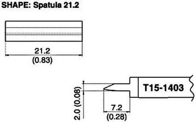 Main image of Hakko Soldering Tip, Flat Blade, 21.2mm 21.2mm   Soldering T15-1403