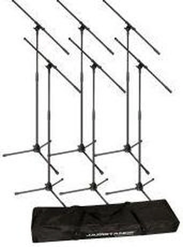 Alt view image 3 of 20 - Ultimate Support JS-MCFB6PK | 6-Pack Tripod Mic Stands with Boom Arms | Includes Carry Bag