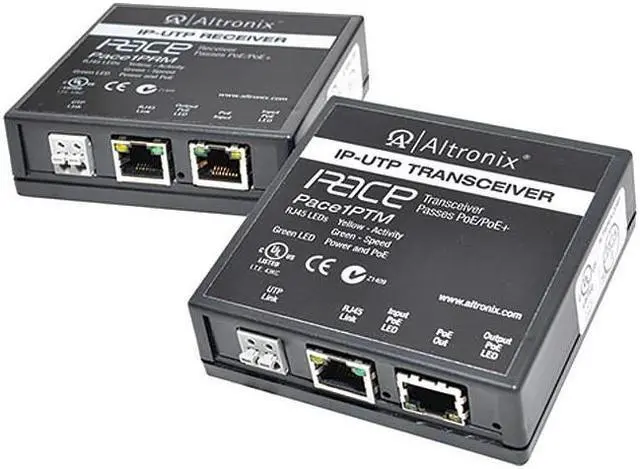 Main image of Altronix - PACE1PRMT - Long Range Ethernet over UTP/CAT5e Receiver/Transceiver adapter kit. Transmits IP video/data over