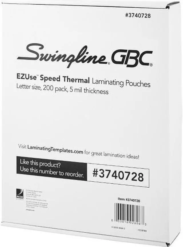 Main image of Swingline - 3740728 - Swingline EZUse Lamination Pouches - Sheet Size Supported: Letter 8.50 Width x 11 Length -