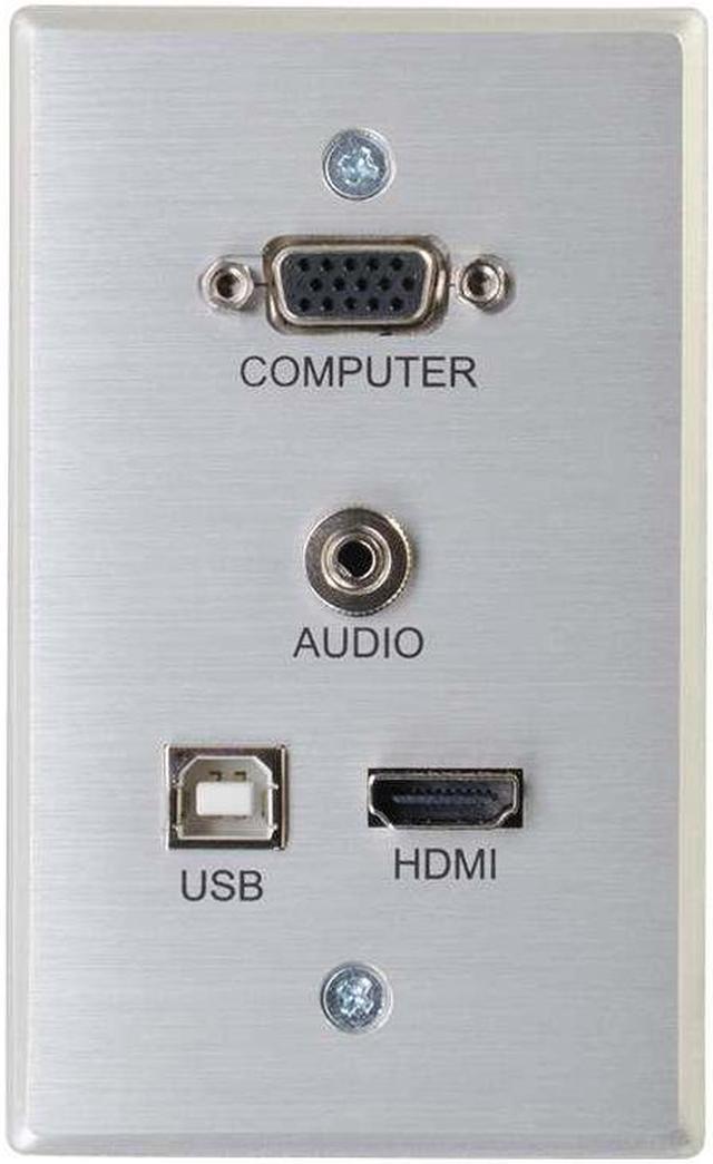 Dual HDMI Pass-Through Single Gang Aluminum Wall Plate with Pigtail