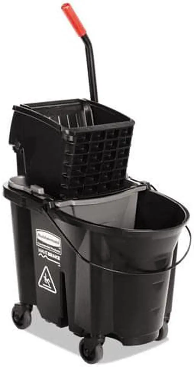 Alt view image 2 of 3 - Rubbermaid Commercial WaveBrake Side-Press Wringer/Bucket Combo 35 Qt Black