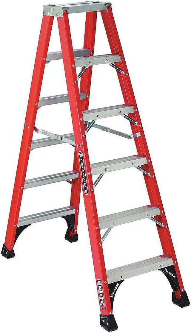 Main image of LOUISVILLE FM1406HD 6 ft Fiberglass Twin Stepladder, 375 lb Capacity