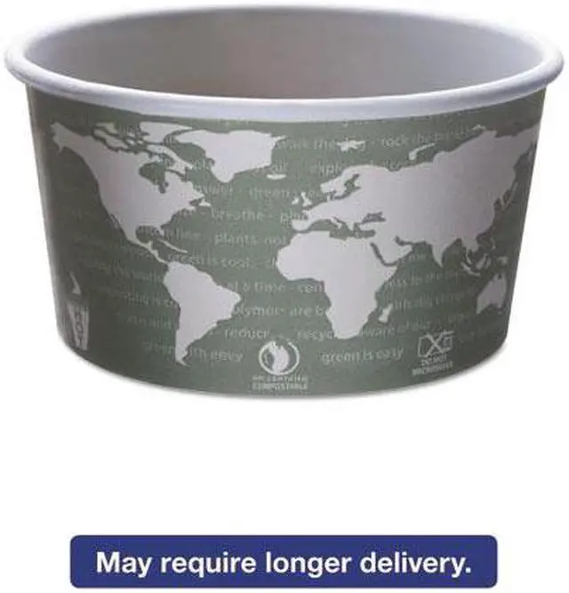Alt view image 2 of 8 - Eco-Products World Art Food Container 12oz Green Paper 200Ct EPBSC12WA