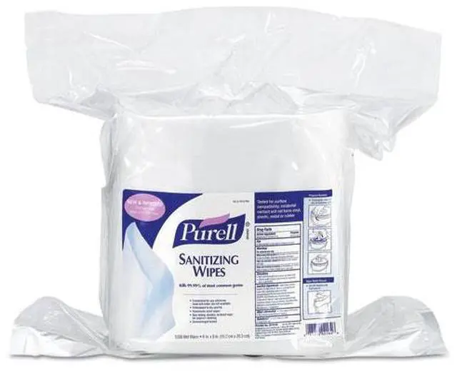 Alt view image 3 of 10 - Gojo 911802 Sanitizing Wipes, 6 x 8, White, 1200/Refill Pouch, 2/Carton
