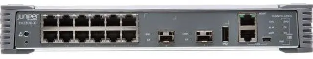 Alt view image 2 of 6 - Juniper EX2300-C Compact Ethernet Switch - 12 Ports - Manageable - Gigabit Ethernet, 10 Gigabit Ethernet - 10/100/1000Base-T, 10GBase-X - 3 Layer Supported - Modular EX2300-C-12P-TAA