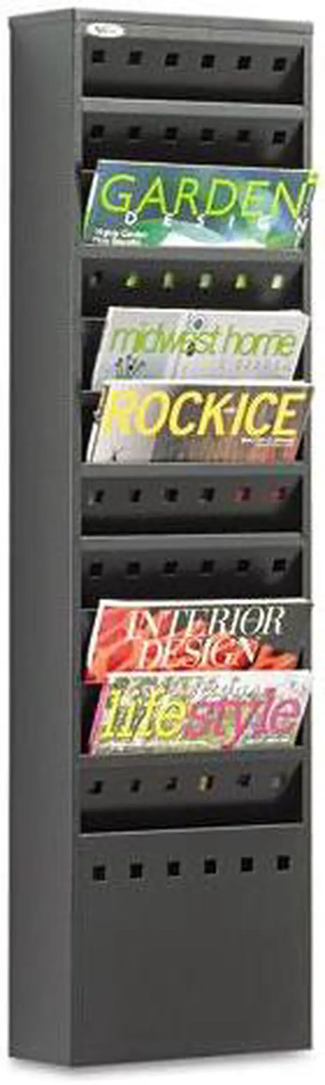 Alt view image 9 of 16 - Safco Steel Magazine Rack 11 Compartments 10w x 4d x 36-1/4h Black 4321BL