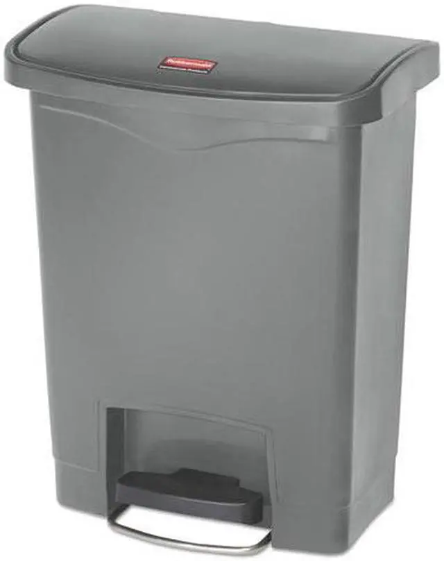 Main image of Rubbermaid - FG1883600 - Slim Jim Resin Step-On Container, Front Step Style, 8 gal, Gray