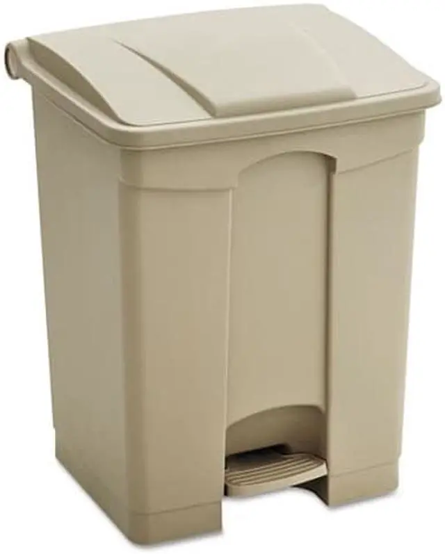 Alt view image 2 of 8 - Large Capacity Plastic Step-On Receptacle, 23Gal, Tan