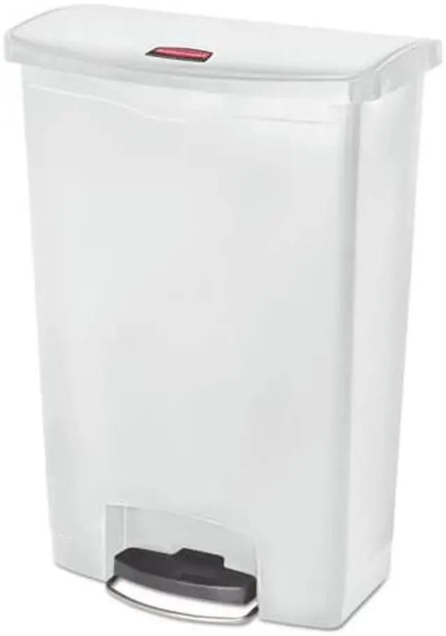 Alt view image 4 of 9 - Rubbermaid - FG1883561 - Slim Jim Resin Step-On Container, Front Step Style, 24 gal, White