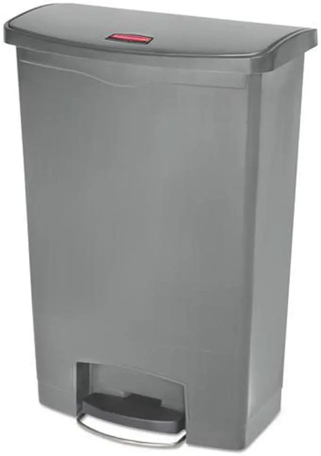 Alt view image 4 of 9 - Rubbermaid - FG1883606 - Slim Jim Resin Step-On Container, Front Step Style, 24 gal, Gray