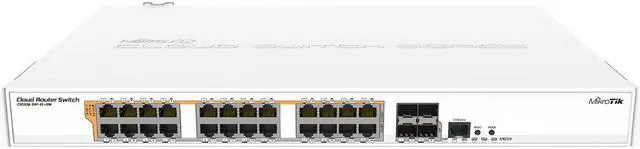 Alt view image 3 of 6 - Mikrotik CRS328-24P-4S+RM 24 port Gigabit Ethernet router/switch with four 10Gbps SFP+ ports in 1U rackmount case, Dual Boot and PoE output, 500W