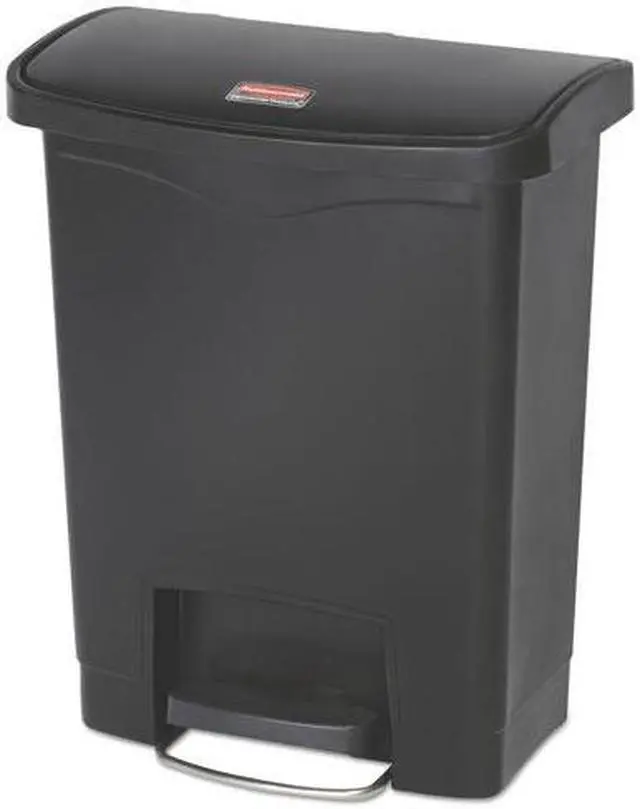Alt view image 2 of 6 - Rubbermaid - FG1883609 - Slim Jim Resin Step-On Container, Front Step Style, 8 gal, Black