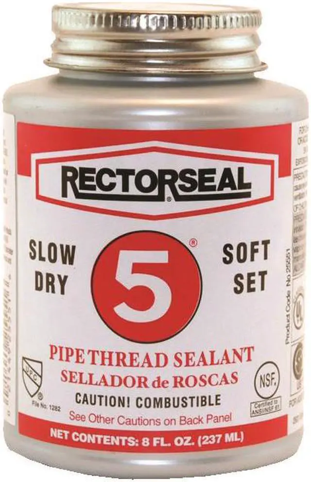 Alt view image 8 of 9 - RectorSeal 25300 No. 5 Yellow Multi-Purpose Premium Pipe Thread Sealant, 1 qt Brush Top Can