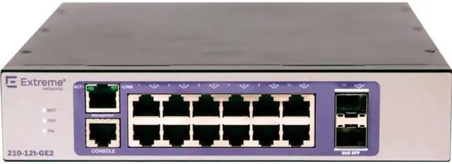 Alt view image 7 of 14 - Extreme Networks - 16566 - Extreme Networks 210-12t-GE2 Ethernet Switch - 12 Ports - Manageable - 3 Layer Supported -