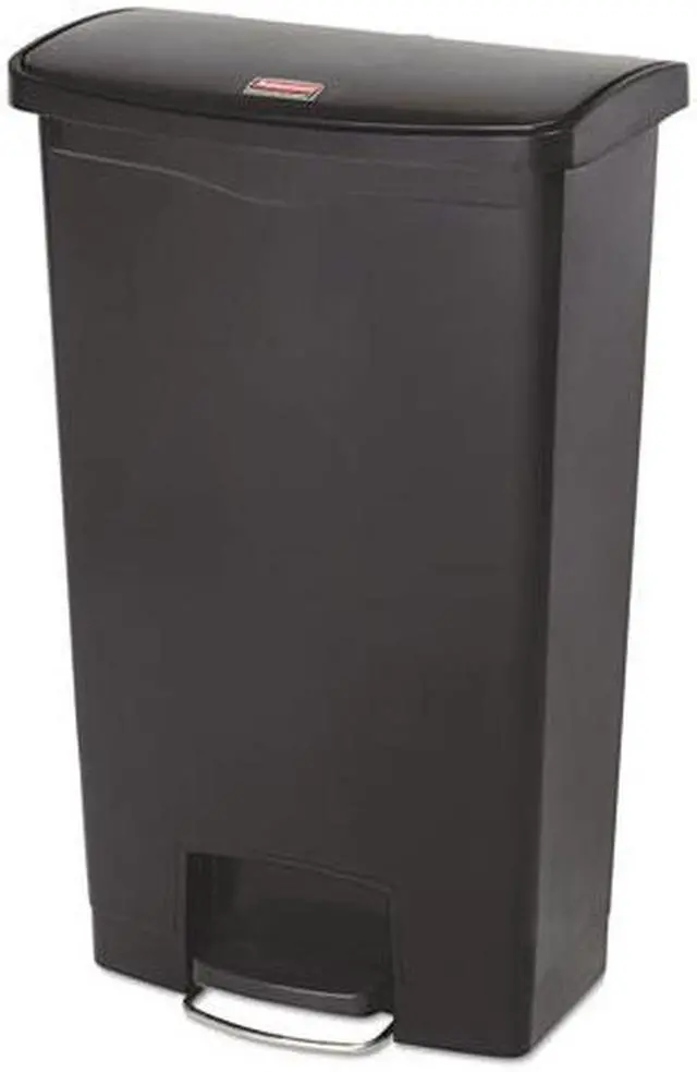 Main image of Rubbermaid - FG1883613 - Slim Jim Resin Step-On Container, Front Step Style, 18 gal, Black