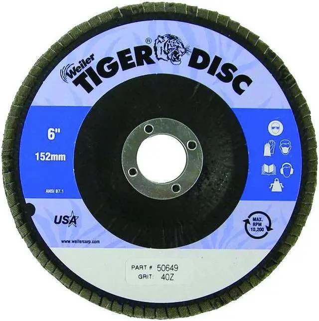 Alt view image 2 of 4 - Weiler Abrasives - 50649 - 6 DIAMETER- 7/8 ARBOR-40 GRIT, Box of 10