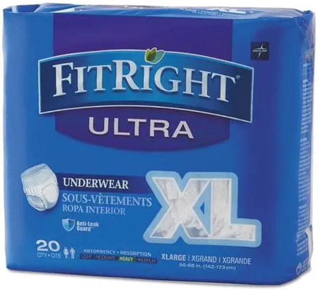 Alt view image 2 of 8 - Medline FitRight Ultra Protective Underwear  X-Large  56"-68"  20/Bag (FIT23600A) FIT23600ACT
