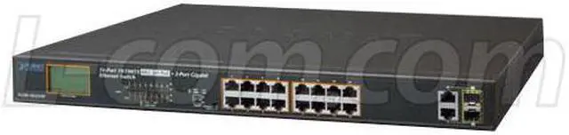 Alt view image 2 of 2 - PLANET Technology - FGSW-1822VHP - 16-Port 10/100TX 802.3at PoE + 2-Port 10/100/1000T + 2-Port 1000X SFP Ethernet Switch