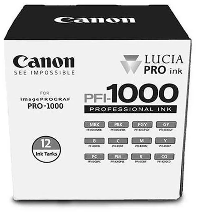 Alt view image 2 of 11 - Canon PFI-1000 12 Ink LUCIA PRO Pack for imagePROGRAF PRO-1000 #0545C006