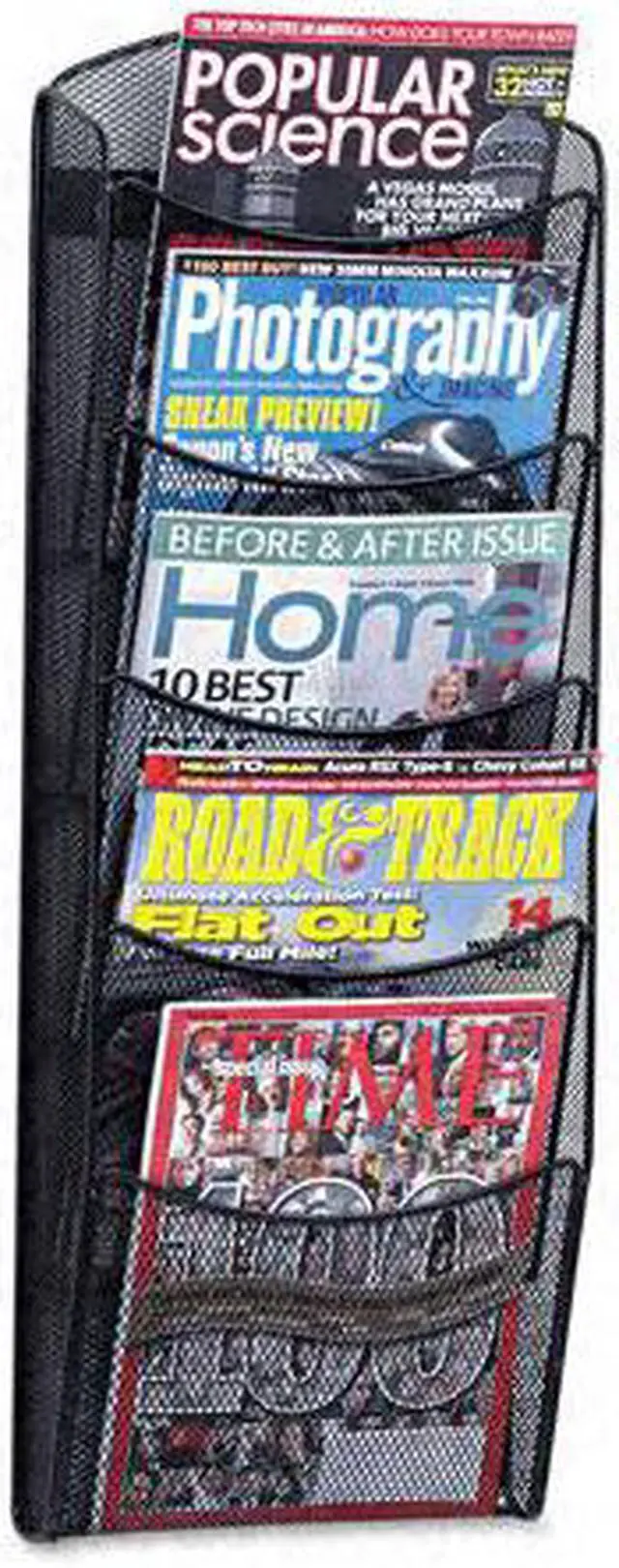 Main image of Safco Onyx Mesh Literature Rack Five Compartments 10-1/4w x 3-1/2d x 28-1/3h