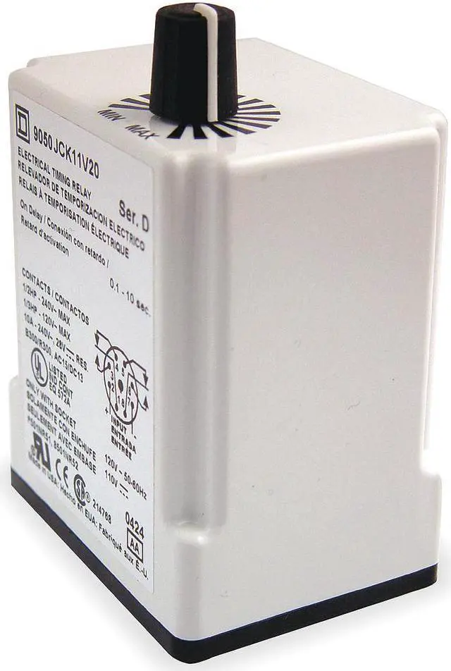 Alt view image 3 of 4 - SCHNEIDER ELECTRIC 9050JCK23V20 Time Delay Rlay,120VAC,10A,DPDT,0.6 sec.