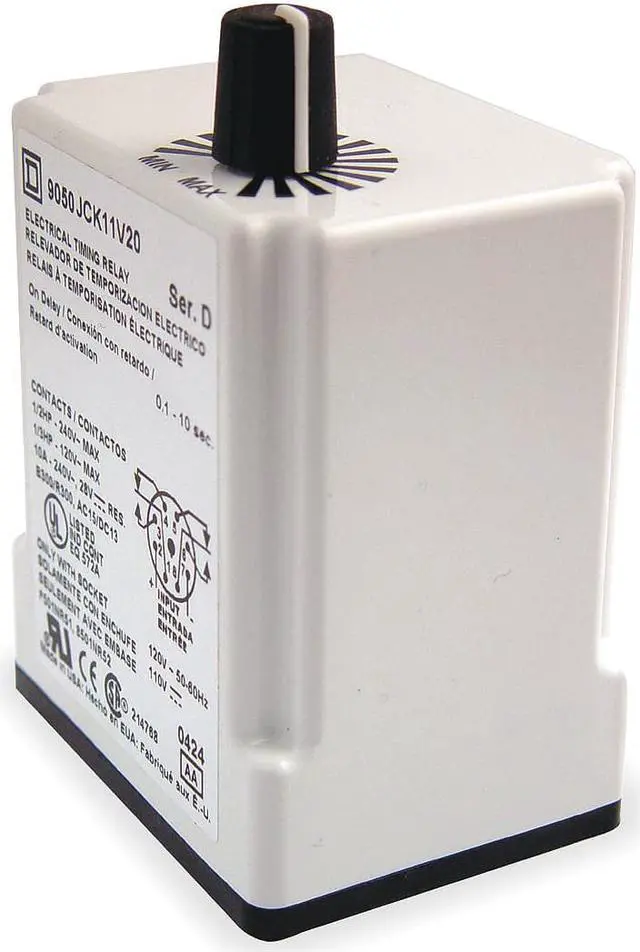Alt view image 3 of 4 - SCHNEIDER ELECTRIC 9050JCK27V20 Time Delay Rlay,120VAC,10A,DPDT,0.3 sec.