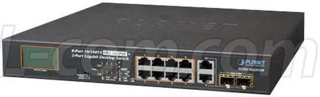 Alt view image 4 of 7 - PLANET Technology - FGSD-1022VHP - 8-Port 10/100TX 802.3at PoE + 2-Port Gigabit TP/SFP combo Desktop Switch with LCD PoE