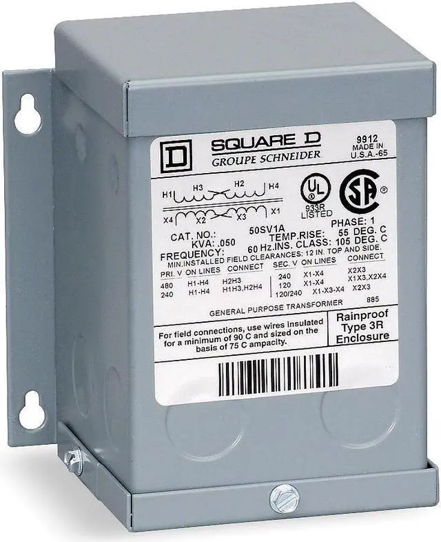 Alt view image 3 of 3 - SQUARE D 500SV1B Transformer,500VA,120/240V,Wall