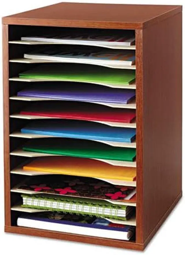 Alt view image 6 of 20 - Wood Desktop Literature Sorter, 11 Sections 10 5/8 X 11 7/8 X 16, Cherry