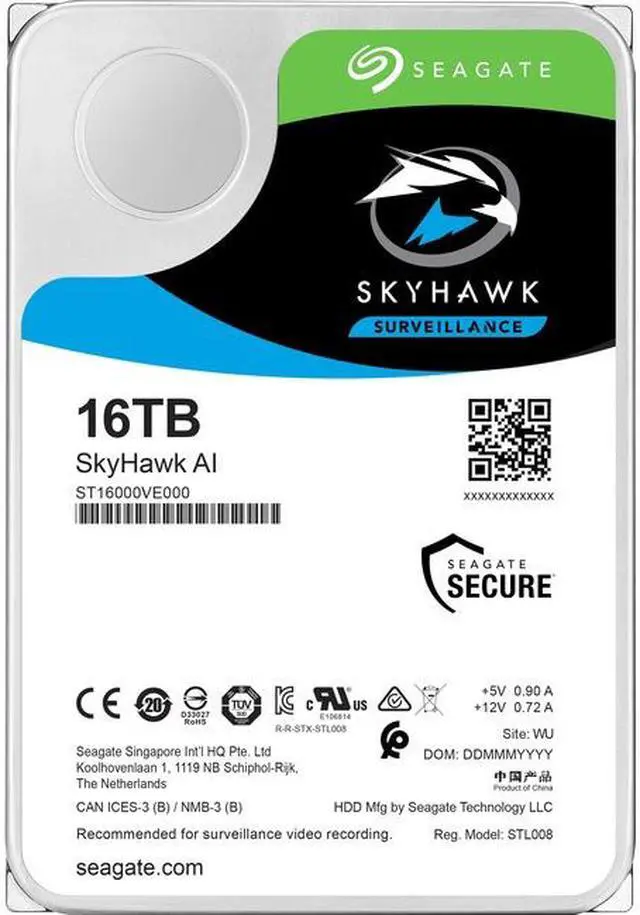 Alt view image 4 of 13 - Seagate SkyHawk AI 16TB 3.5" SATA 256MB 7200RPM Hard Drive ST16000VE000