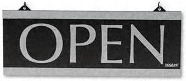 Main image of Century Series Reversible Open/Closed Sign w/Suction Mount 13 x 5 Black 4246