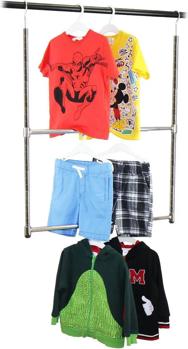 Alt view image 2 of 6 - Oceanstar 2-Tier Portable Adjustable Closet Hanger Rod, Chrome