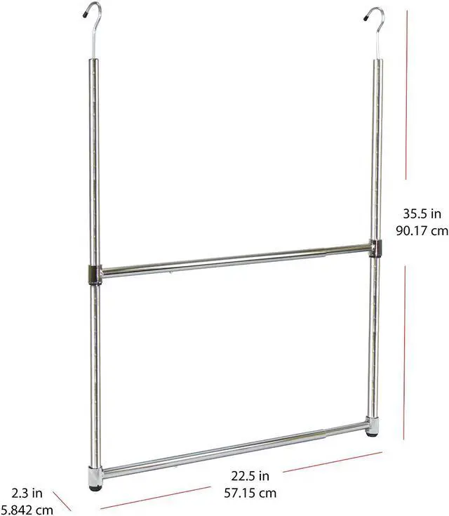 Alt view image 4 of 6 - Oceanstar 2-Tier Portable Adjustable Closet Hanger Rod, Chrome