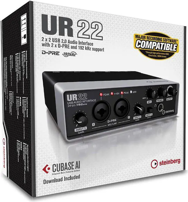 Alt view image 10 of 10 - Steinberg UR22 2x2 USB 2.0 Audio Recording Interface with Cubase AI Software