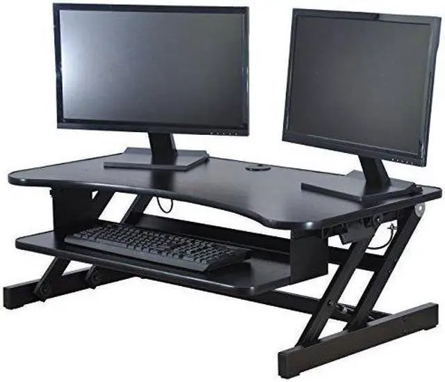 Main image of Rocelco DADR Height Adjustable Sit/Stand Desk Computer Riser DADR Black