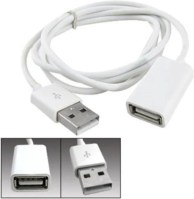 Alt view image 2 of 2 - USB 2.0 Extension Cable Male to Female Adapter Cord, 1m 3ft, White, PVC Metal
