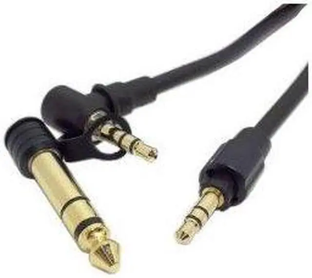 Alt view image 6 of 7 - Right Angle 3.5mm and 6.35mm to 6.35mm Stereo Plug, Stretch Cable, Black Color, 90-Degree