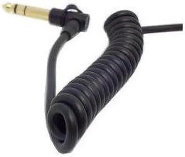 Alt view image 4 of 7 - Right Angle 3.5mm and 6.35mm to 6.35mm Stereo Plug, Stretch Cable, Black Color, 90-Degree