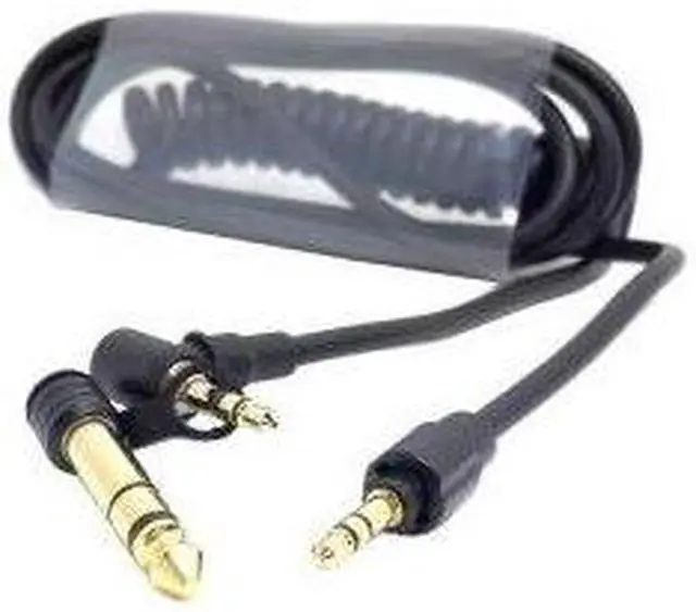 Alt view image 5 of 7 - Right Angle 3.5mm and 6.35mm to 6.35mm Stereo Plug, Stretch Cable, Black Color, 90-Degree